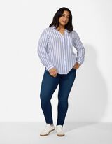 Hemdbluse - Streifen - dunkelblau