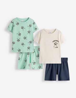 Pyjama Set aus Shirt und Shorts - 2er-Pack - bronzefarben