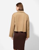 Jachetă-cămașă - Imitație de piele întoarsă - Maro deschis