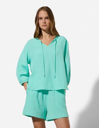 Bluse - einfarbig - Hellblau