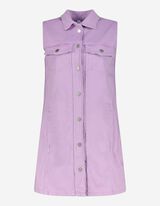 Robe en jean - Poche-poitrine - Lilas