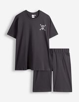 Pyjama Set aus Shirt und Shorts - One Piece - Dunkelgrau