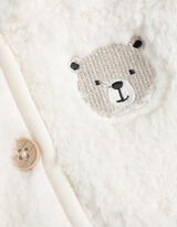 Sweatjacke - Teddyfell - weiß