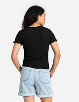 T-shirt - Wikkellook - zwart