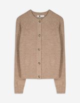 Strickjacke - Rippenstruktur - beige