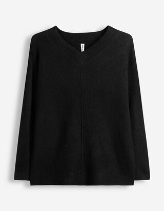 Pullover - V-Ausschnitt - Schwarz