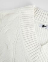 sukienka dzianinowa - dzianina kablowa - bialy