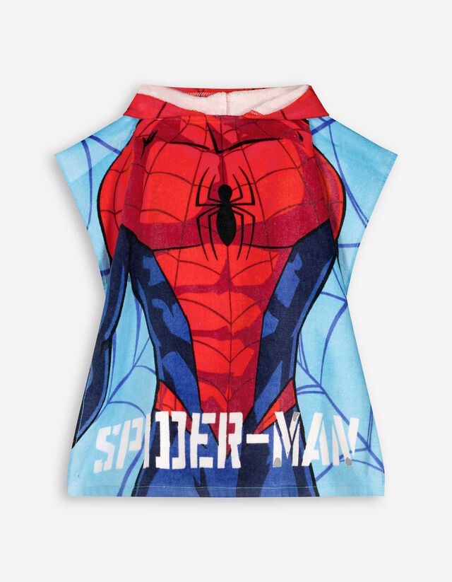 Poncho kąpielowy - Spiderman - niebieski