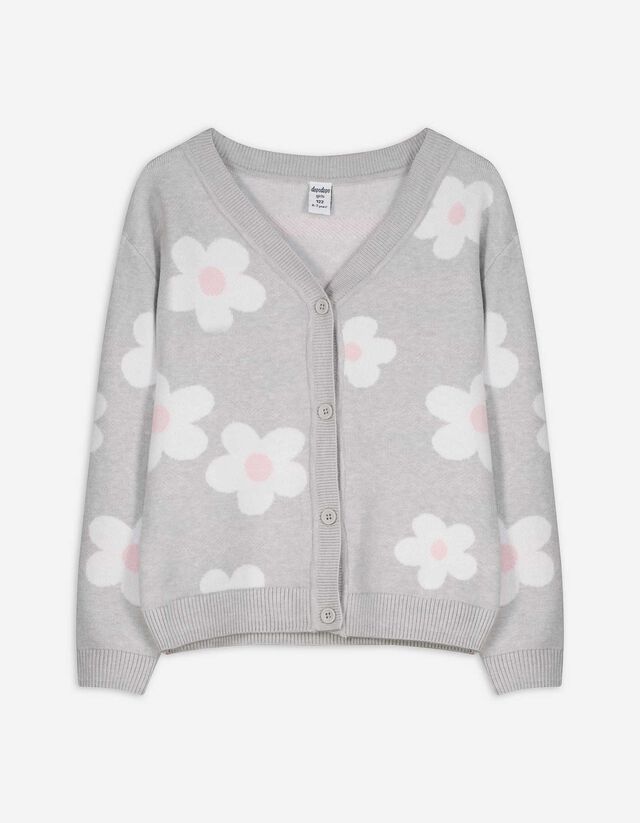 Gebreid vest - Motief all-over - lichtgrijs