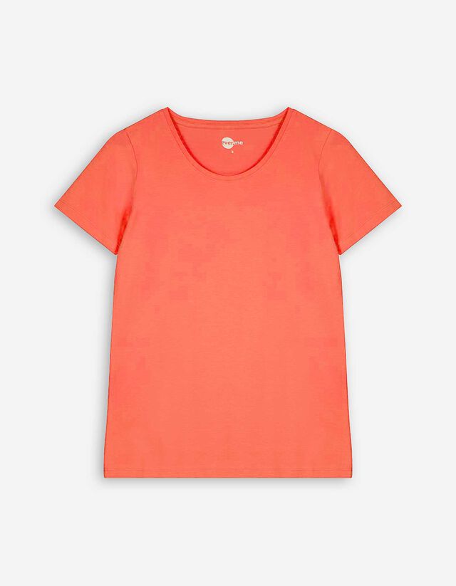 T-Shirt - Rundhals-Ausschnitt - hellrot
