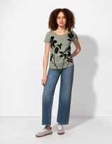 Majica kratkih rukava - Cvjetni uzorak - svijetlo zelena