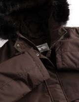 Manteau matelass&eacute; - Fourrure synth&eacute;tique amovible - Brun