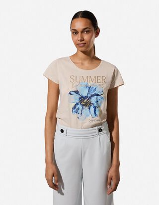 T-Shirt - Glitzerprint - Beige