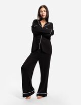 pidžama set od majice i pantalona - Me&scaron;avina viskoze - crno