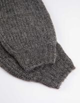 Kötött ruha - Ejtett vállú - sötétszürke