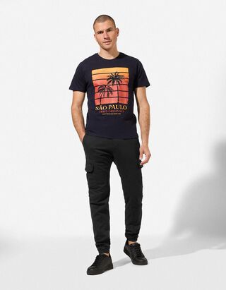 Cargohose - Knopf- und Rei&szlig;verschluss - schwarz