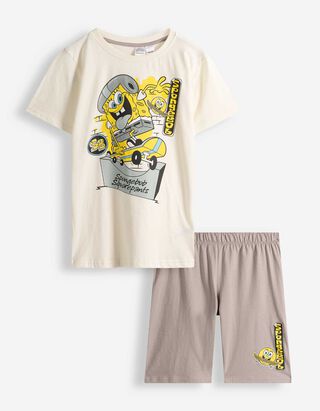 Pyjama Set aus Shirt und Shorts - SpongeBob - bronzefarben