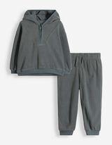 Set aus Kapuzenpullover und Hose - Fleece - Dunkelgr&uuml;n