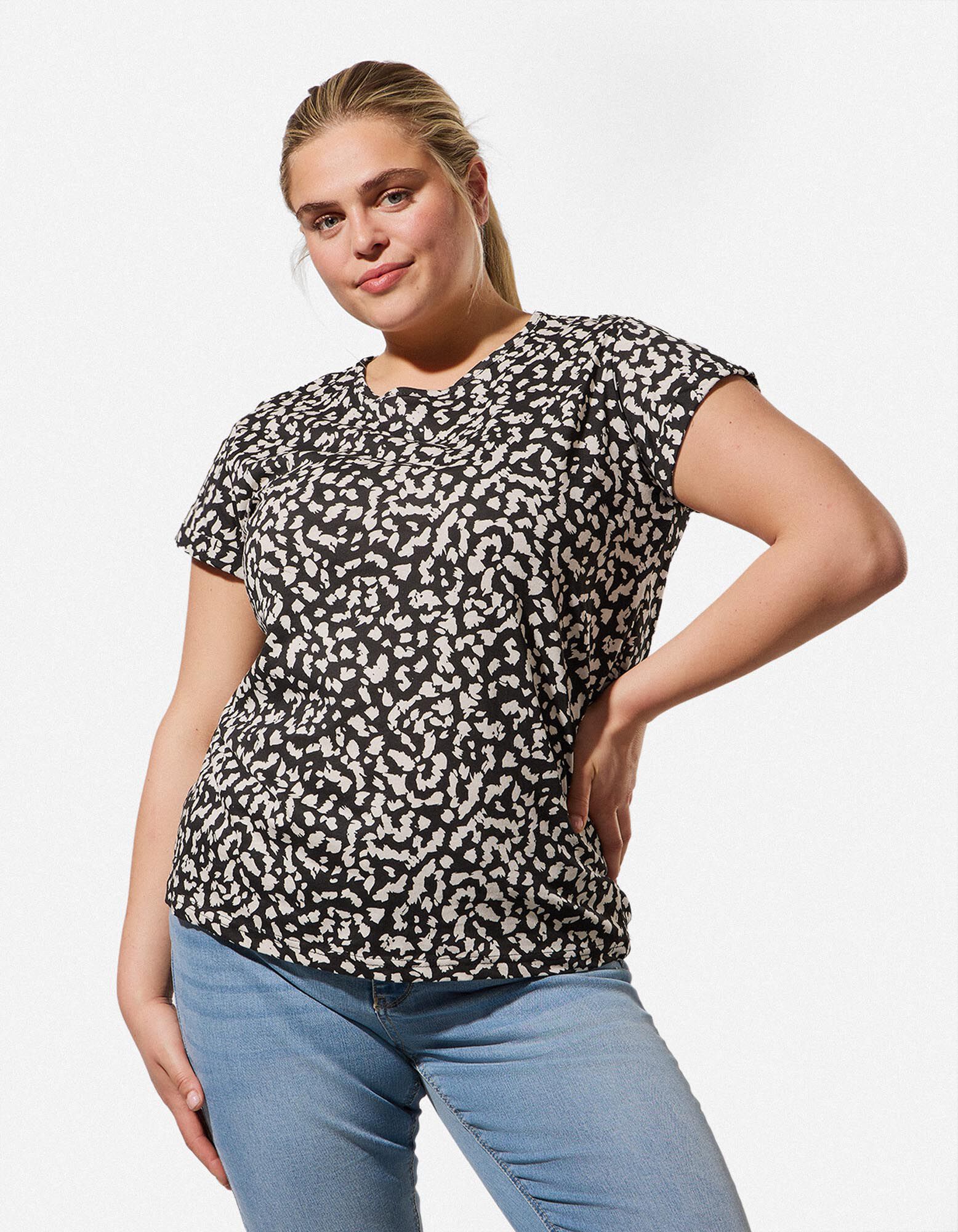 T-Shirt - Allover-Muster - schwarz