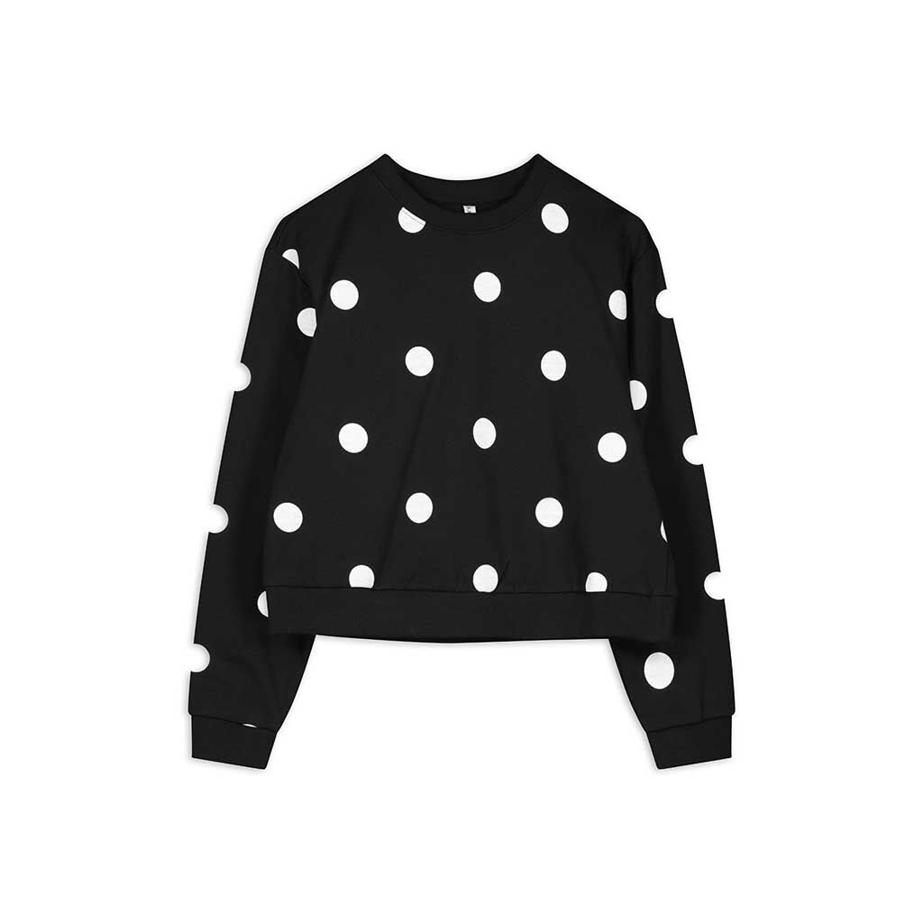 Sweatshirt - Punktemuster - schwarz