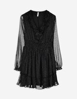Rochie tip bluză - Șifon - Negru