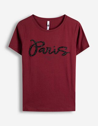 T-shirt - Siersteentjes - donkerrood