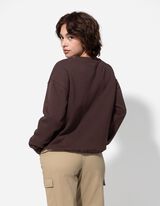 Pulover - Potisk s sporočilom - rjava