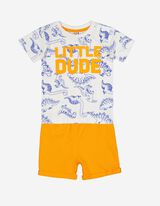 Set tricou și pantaloni - Imprimeu mesaj - Portocaliu