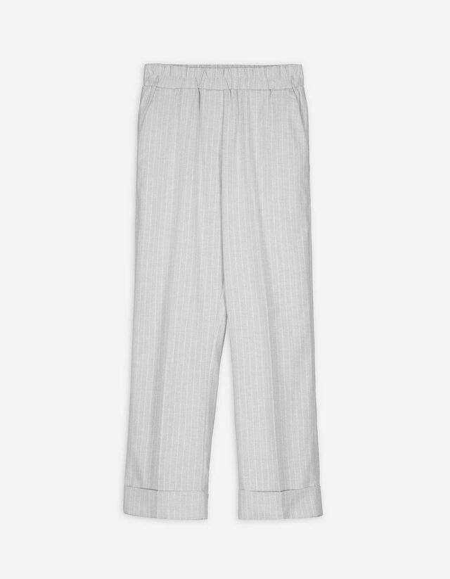 Pantaloni - Righe gessate - grigio