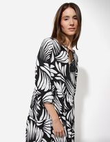 Blusenkleid - Allover-Muster - schwarz