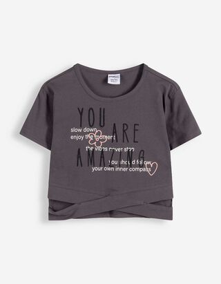 Cropped shirt - Cut-outs - Donkergrijs