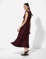 A-vonalú ruha - V-kivágás - sotetlila