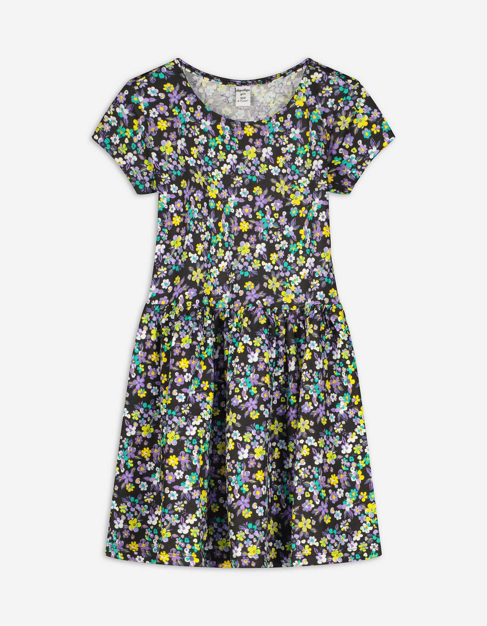 Jurk Bloemenmotief zwart Takko Fashion