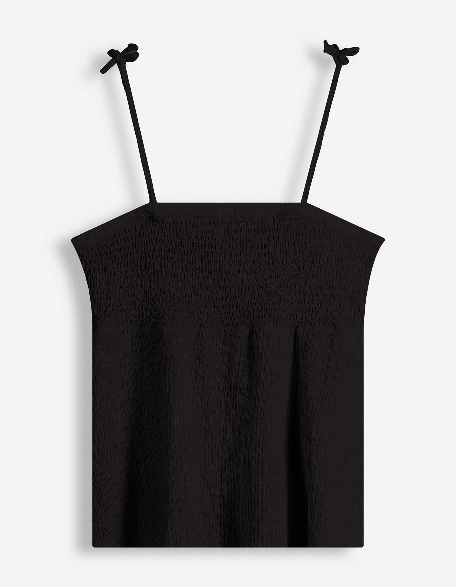 Top - Crinkle-Optik - Schwarz