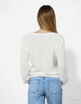 Strickpullover - V-Ausschnitt - wei&szlig;