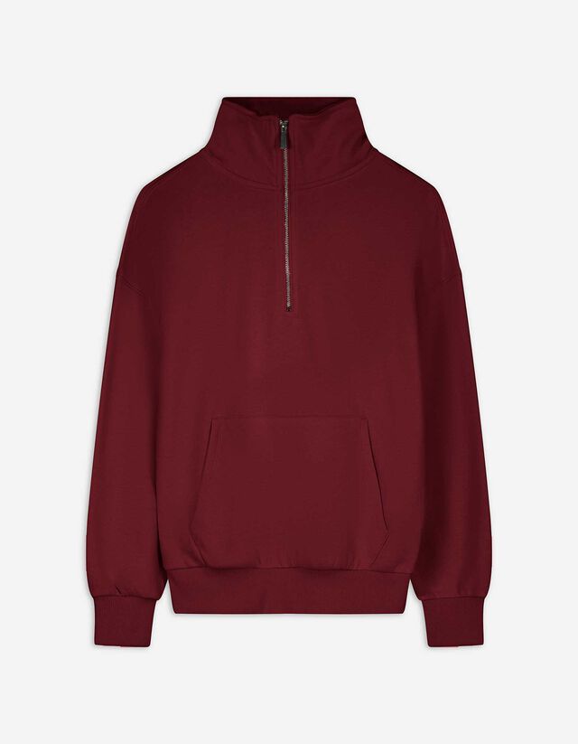 Pullover - Zip - rosso scuro