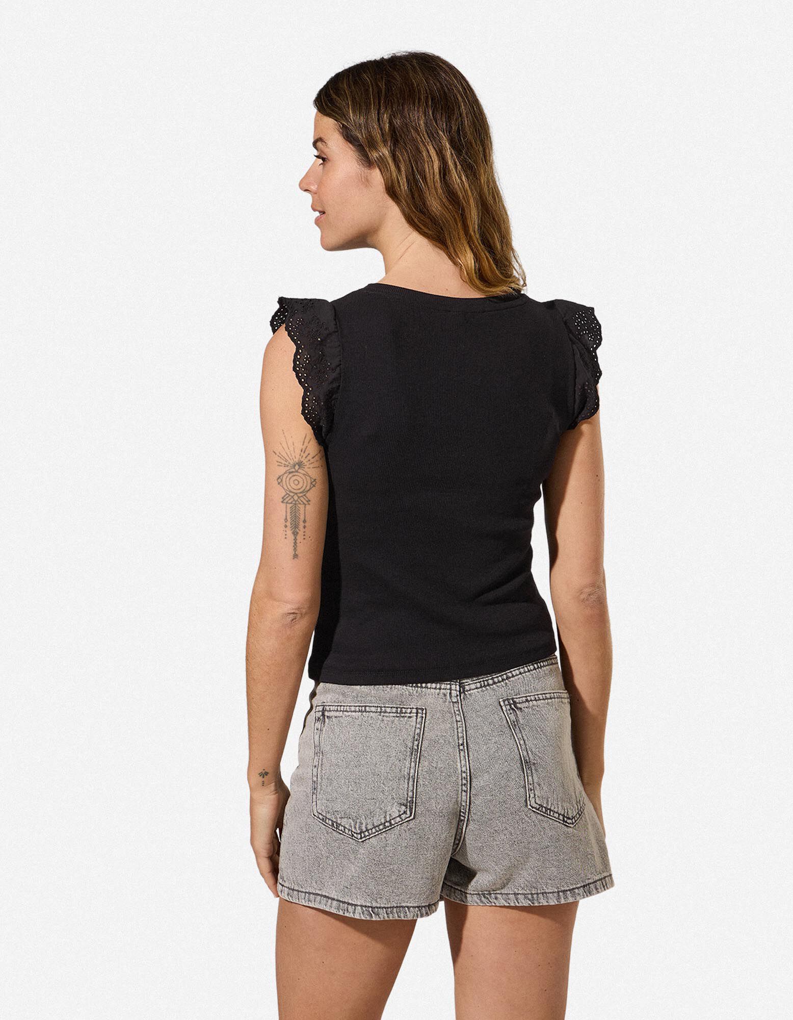 Top sans manches - Volants - noir