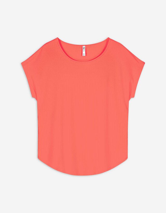 Tricou - Mâneci supradimensionate - Rosu deschis