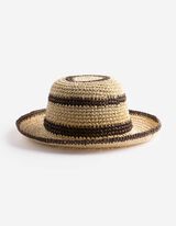 Strohhut - Streifen - beige