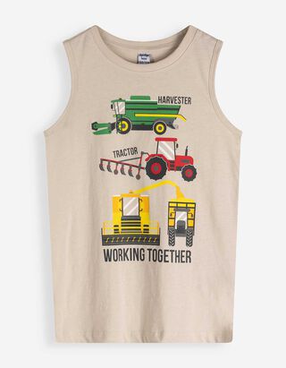 Top - Frontprint - Beige