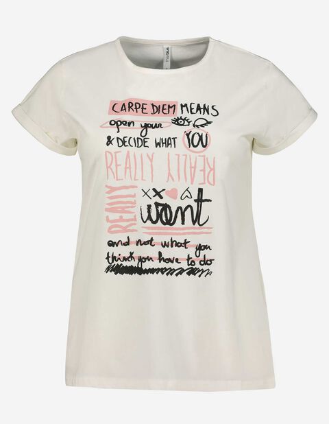 Takko Damen T-Shirt - Message-Print Plus Size weiß 42/44