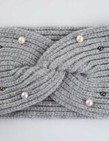 opaska - ozdobne koraliki - szary