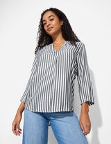 Bluse - Dreiviertelärmel - blau