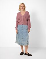 Gebreid vest - Knoopsluiting - Bessenrood
