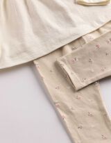 Set composto da maglia a manica lunga e leggings - Ricami - bianco