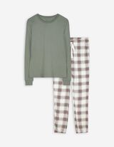 Pyjama Set aus Shirt und Hose - Jersey - dunkelgrün