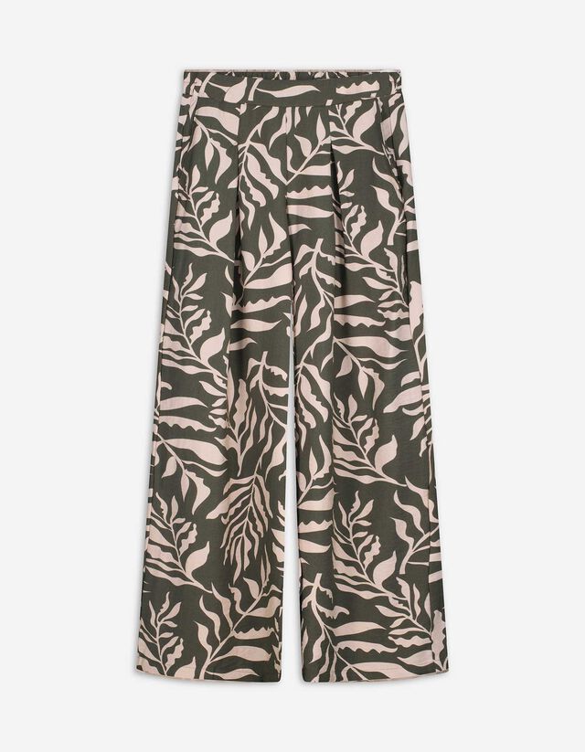 Pantalon palazzo - Imprimé all-over - Vert