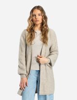 Dlhý kardigán - Rebrový úplet - bezova