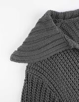 Dlhý kardigán - Hrubý úplet - tmavoseda