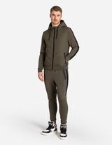 Dukserica sa kapuljačom - Kontrastne pruge - tamno-zelena